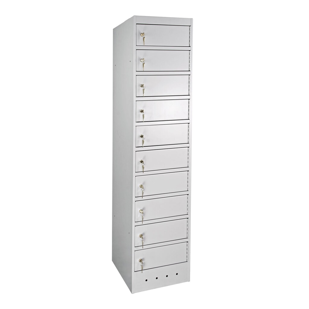 Zdjęcie produktu: Zamykana szafka na laptopa, wys. x szer. x gł. 1800 x 400 x 500 mm, 10 komór, w tym zasilanie