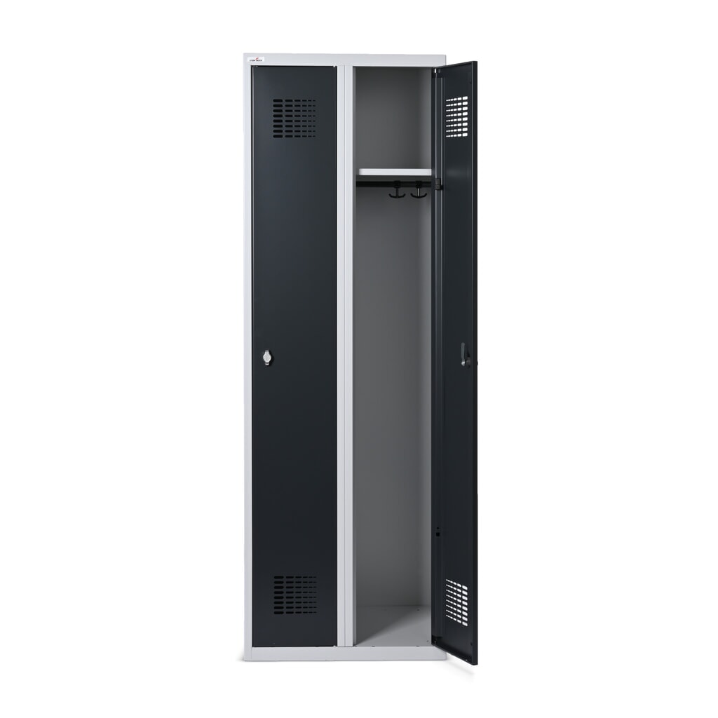 Zdjęcie produktu nr 4: Szafka Steinbock® podłogowa, 2 przegrody, zamek/zamknięcie z ryglem obrotowym, wys. x szer. x gł. 1800 x 600 x 500 mm, jasnoszary/antracytowoszary