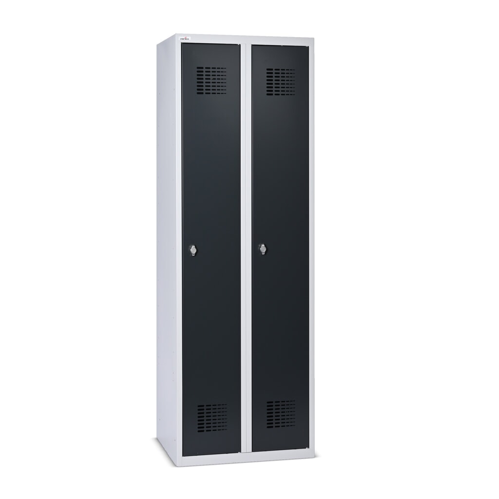 Zdjęcie produktu: Szafka Steinbock® podłogowa, 2 przegrody, zamek/zamknięcie z ryglem obrotowym, wys. x szer. x gł. 1800 x 600 x 500 mm, jasnoszary/antracytowoszary