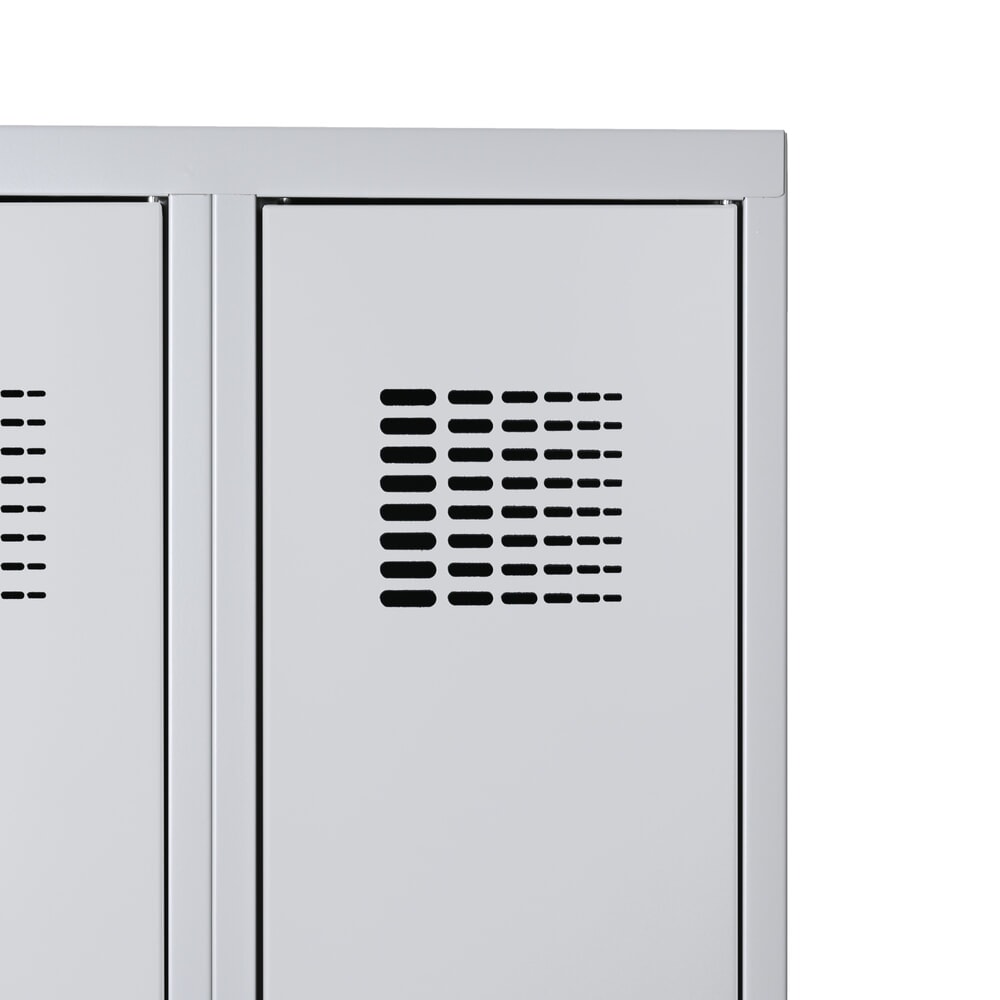 Zdjęcie produktu nr 2: Szafka Steinbock® z cokołem, 3 przegrody, przegroda środkowa, zamek cylindryczny, wys. x szer. x gł. 1800 x 1200 x 500 mm, jasnoszary/antracytowoszary