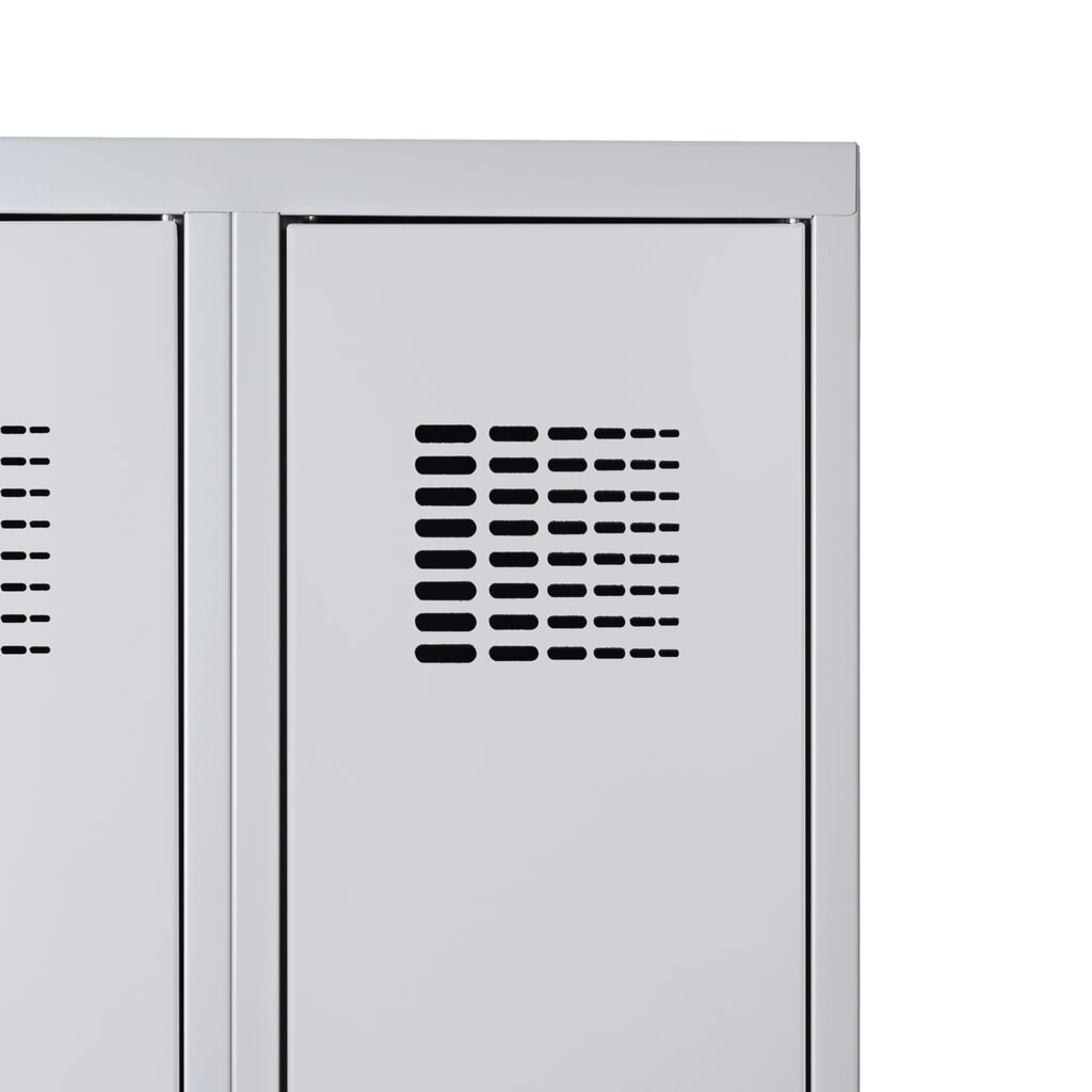 Zdjęcie produktu nr 2: Szafka Steinbock® podłogowa, 2 piętra, 4 komory, zamek cylindryczny, wys. x szer. x gł. 1800 x 800 x 500 mm, jasnoszary/antracytowoszary
