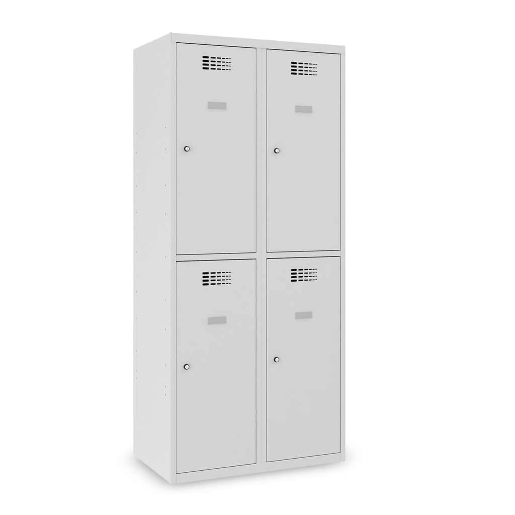 Zdjęcie produktu nr 1: Szafka Steinbock® podłogowa, 2 piętra, 4 komory, zamek cylindryczny, wys. x szer. x gł. 1800 x 800 x 500 mm, jasnoszary/antracytowoszary