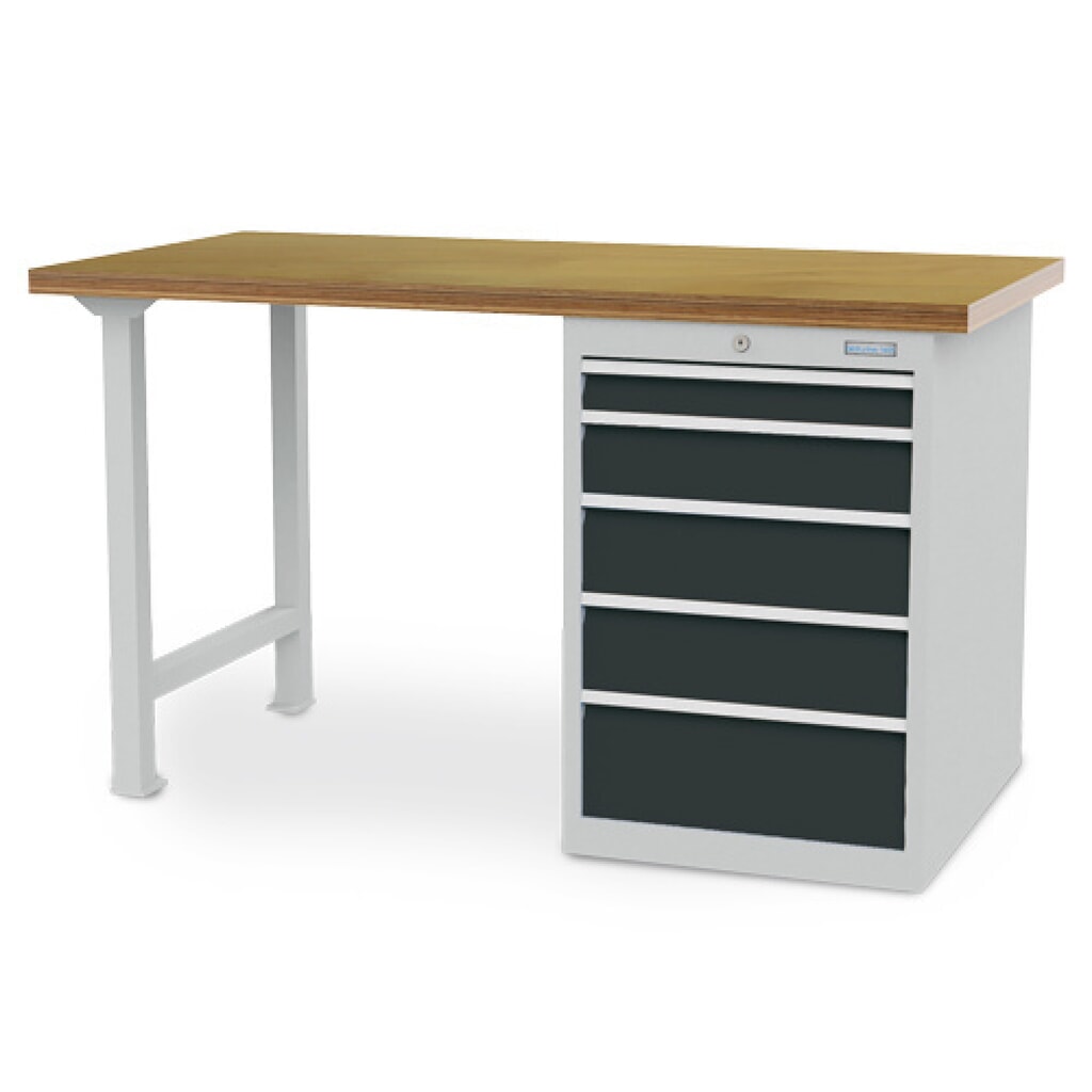 Zdjęcie produktu: Szeregowa ława warsztatowa Bedrunka+Hirth R 18-24, wys. x szer. x gł. 859 x 1500 x 750 mm, kolor jasnoszary, kolor antracytowoszary, 5 x szuflada 1 x 75 + 1 x 125 + 2 x 150 + 1 x 200 mm