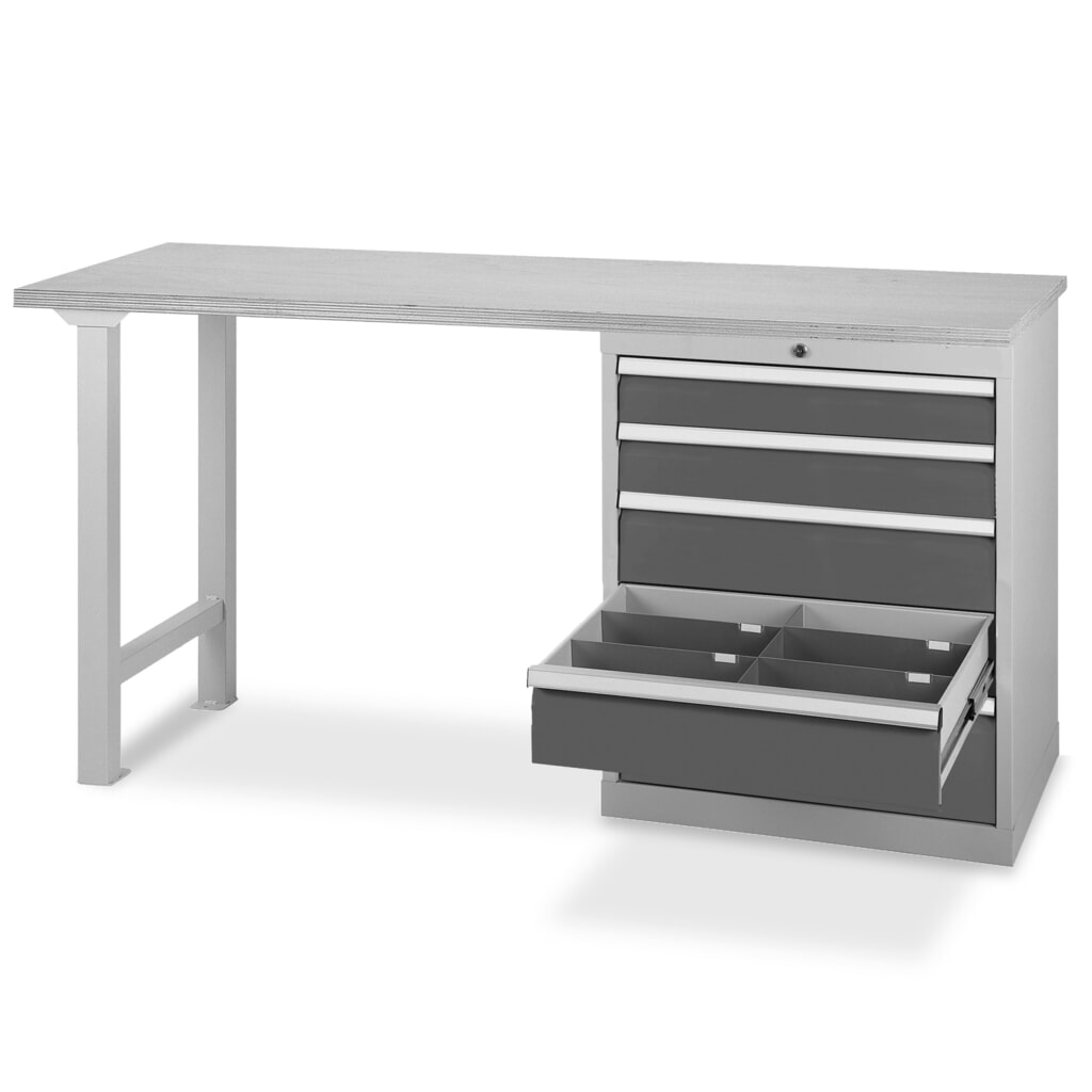 Zdjęcie produktu nr 2: Szeregowa ława warsztatowa Bedrunka+Hirth z 5 szufladami, udźwig 1000 kg, wys. x szer. x gł. 859 x 2000 x 600 mm