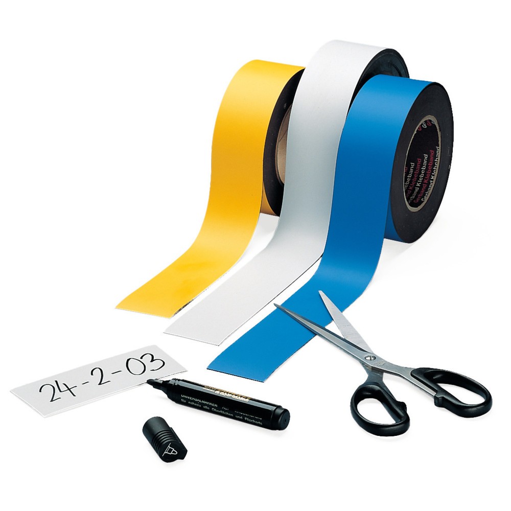 Zdjęcie produktu nr 1: Taśma magnetyczna do etykietowania, rolka, szer. 30 mm, biała