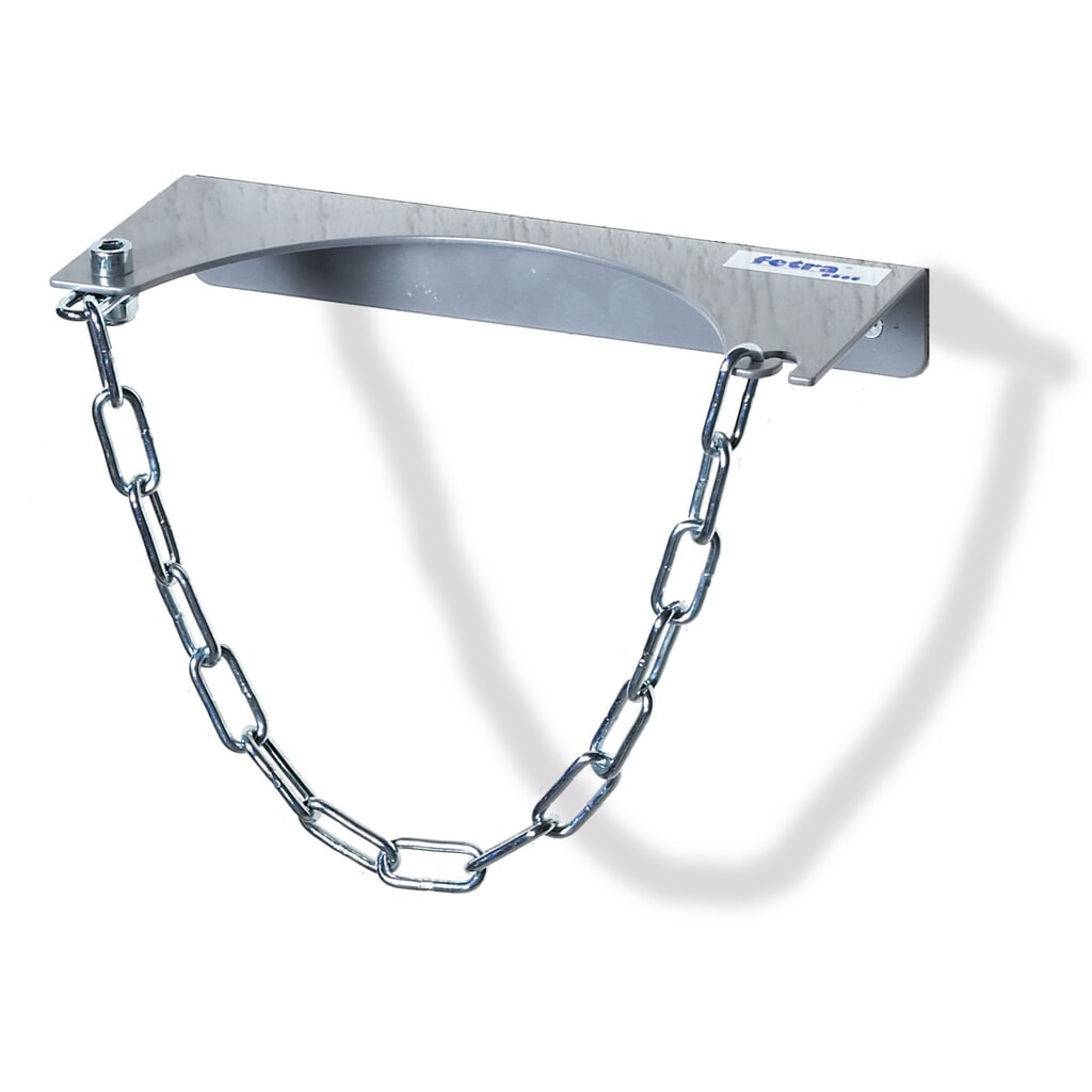 Uchwyt ścienny fetra® do 1 butli gazowej, łańcuch zabezpieczający, Ø butli 320 mm Zdjęcie produktu: Uchwyt ścienny fetra® do 1 butli gazowej, łańcuch zabezpieczający, Ø butli 320 mm