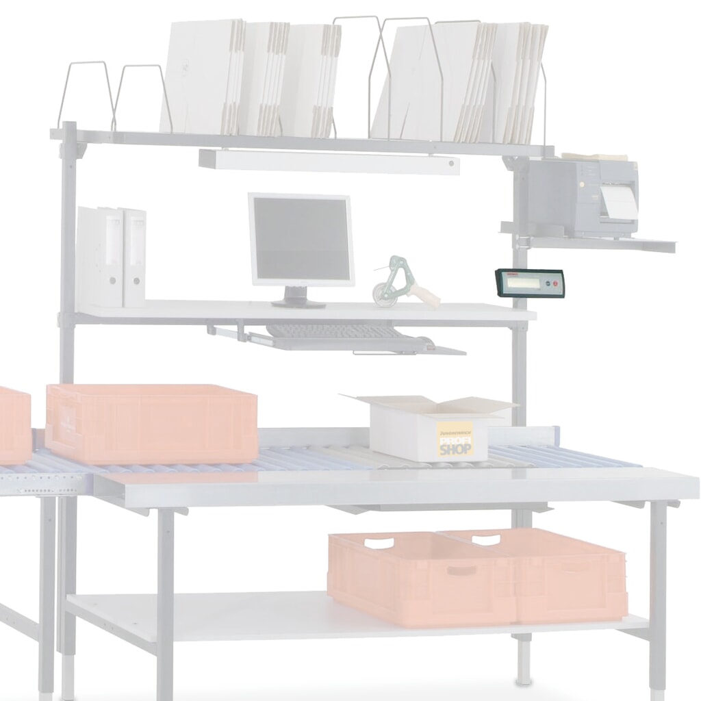 Uchwyt do wyświetlacza wagi, do systemu stołu do pakowania Rocholz, wys. x szer. x gł. 42 x 120 x 92 mm Zdjęcie produktu: Uchwyt do wyświetlacza wagi, do systemu stołu do pakowania Rocholz, wys. x szer. x gł. 42 x 120 x 92 mm