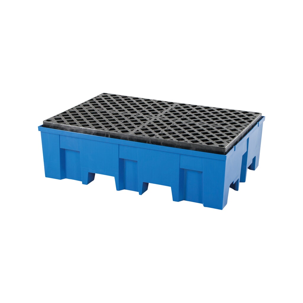 Zdjęcie produktu: Wanna ociekowa asecos® z PE z kieszeniami na widły, 2 x 200 litrów, wys. x szer. x gł. 350 x 865 x 1245 mm, ruszt kratowy z PE