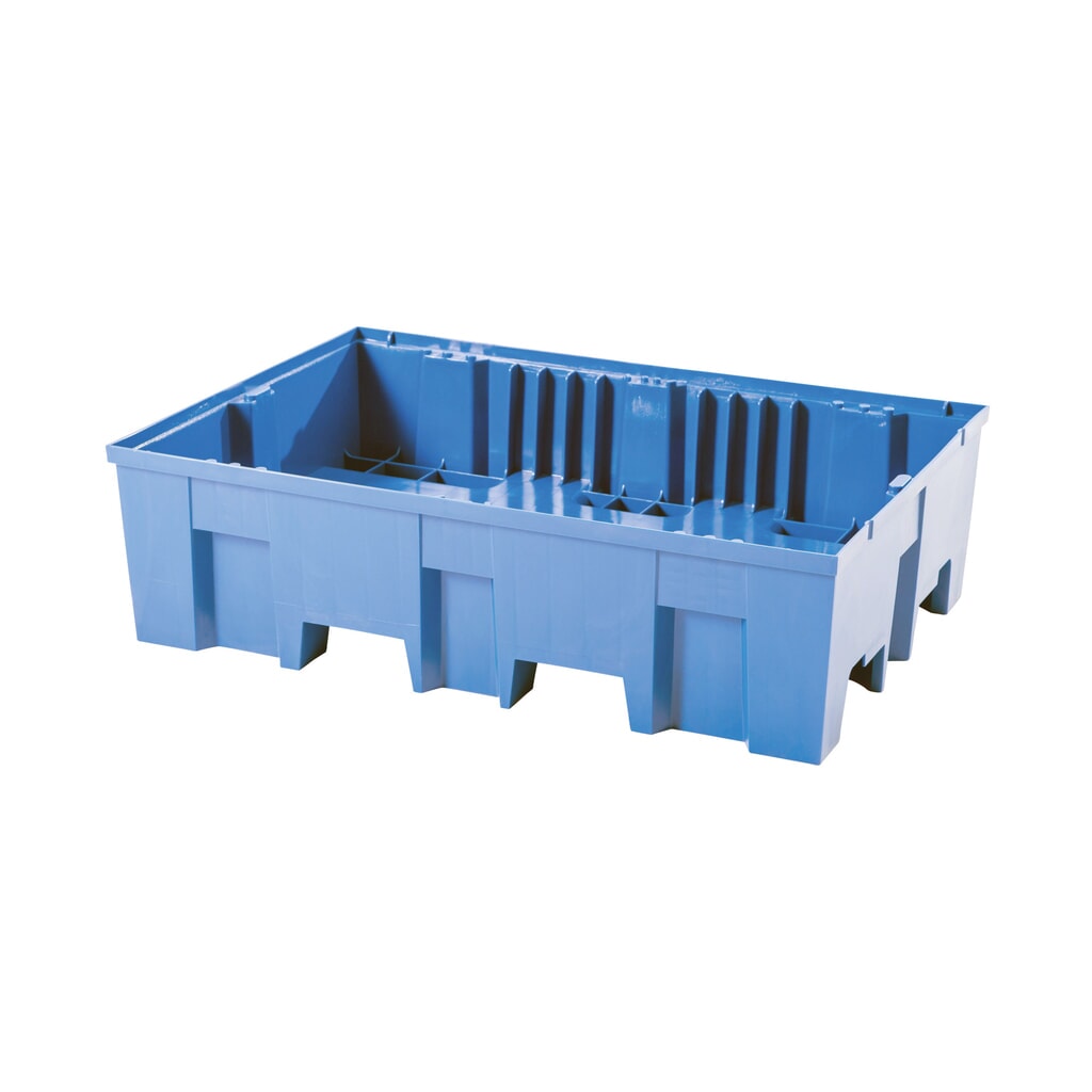 Zdjęcie produktu: Wanna ociekowa asecos® z PE z kieszeniami na widły, 1 x 200 litrów, wys. x szer. x gł. 350 x 865 x 1245 mm, bez rusztu kratowego
