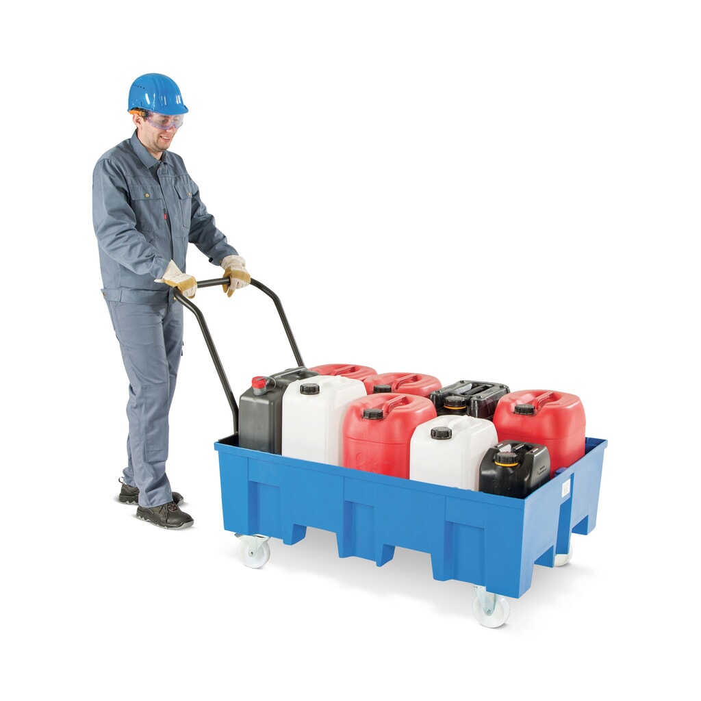 Zdjęcie produktu: asecos® wanna ociekowa z PE, mobilna, 1 x 200 litrów, wys. x szer. x gł. 1030 x 865 x 1245 mm, bez rusztu kratowego