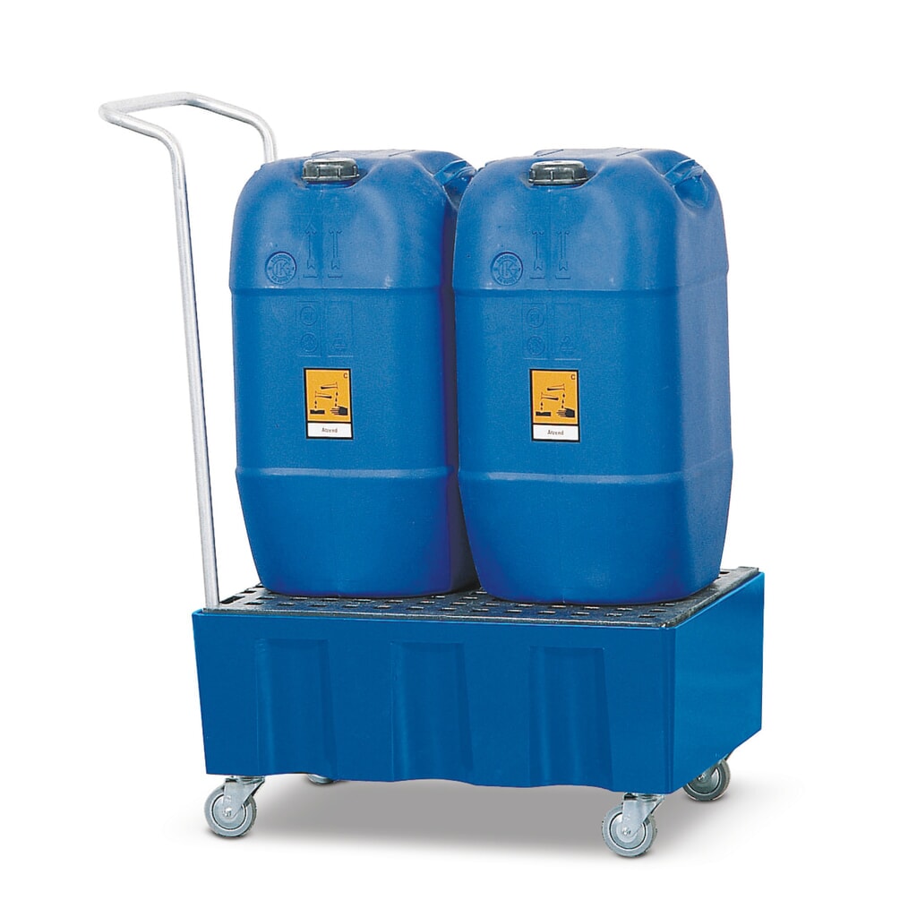 Zdjęcie produktu: asecos® wanna ociekowa z PE do pojemników o pojemności 60 litrów, mobilna, wys. x szer. x gł. 330 x 725 x 525 mm, bez rusztu kratowego