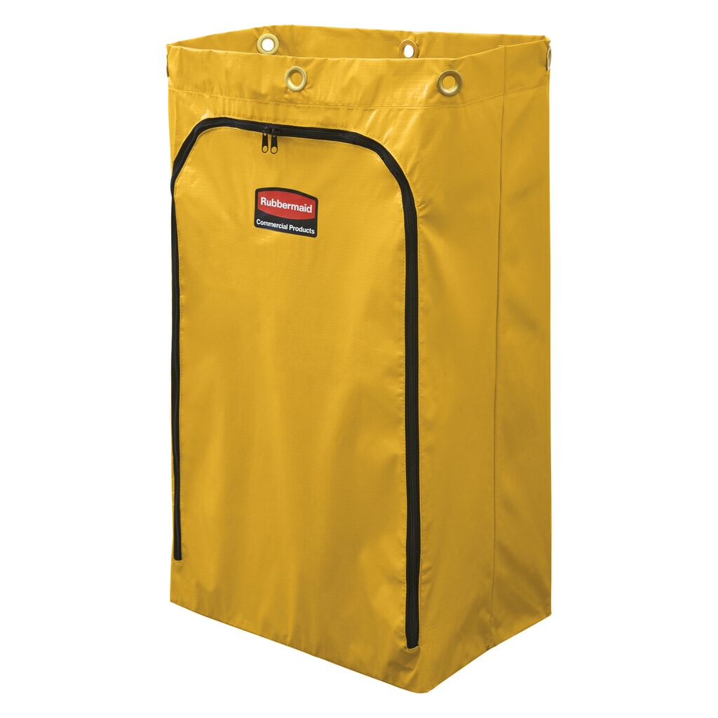 Zdjęcie produktu: Winylowy worek zastępczy do wózków do sprzątania i wózków dla dozorców Rubbermaid®, z bocznym zamkiem błyskawicznym, kolor żółty