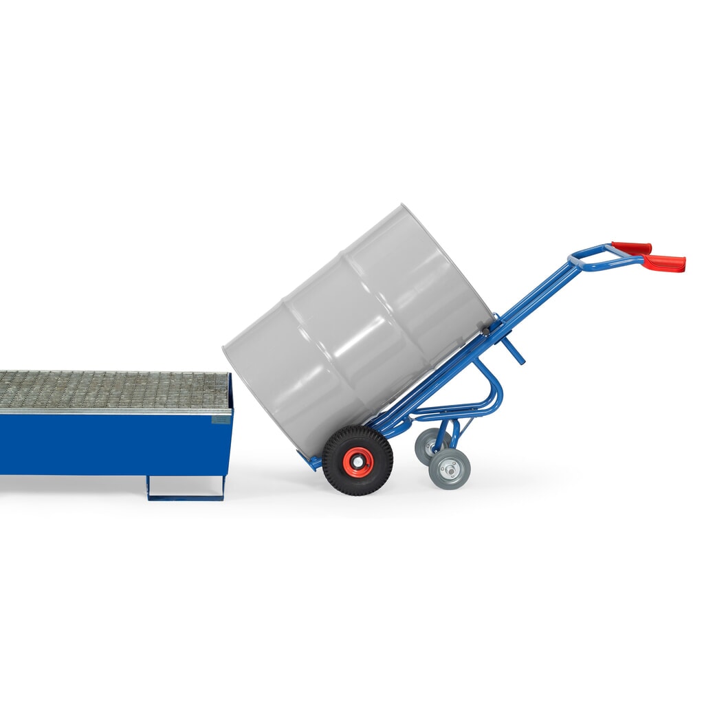 Wózek do beczek fetra®, udźwig 300 kg, z 2 rolkami podporowymi, ogumienie pneumatyczne Zdjęcie produktu: Wózek do beczek fetra®, udźwig 300 kg, z 2 rolkami podporowymi, ogumienie pneumatyczne