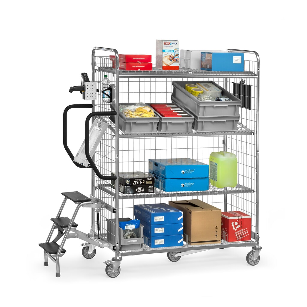 Wózek do kompletacji fetra®, wys. x szer. x gł. 1225 x 590 x 891 mm, udźwig 200 kg Zdjęcie produktu nr 4: Wózek do kompletacji fetra®, wys. x szer. x gł. 1225 x 590 x 891 mm, udźwig 200 kg