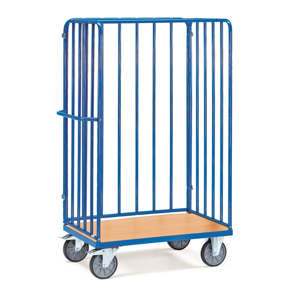 Zdjęcie produktu nr 1: Wózek do paczek fetra®, z 3 ściankami z podpórkami, powierzchnia ładunkowa szer. x gł. 1 000 x 600 mm, wysokość 1 800 mm