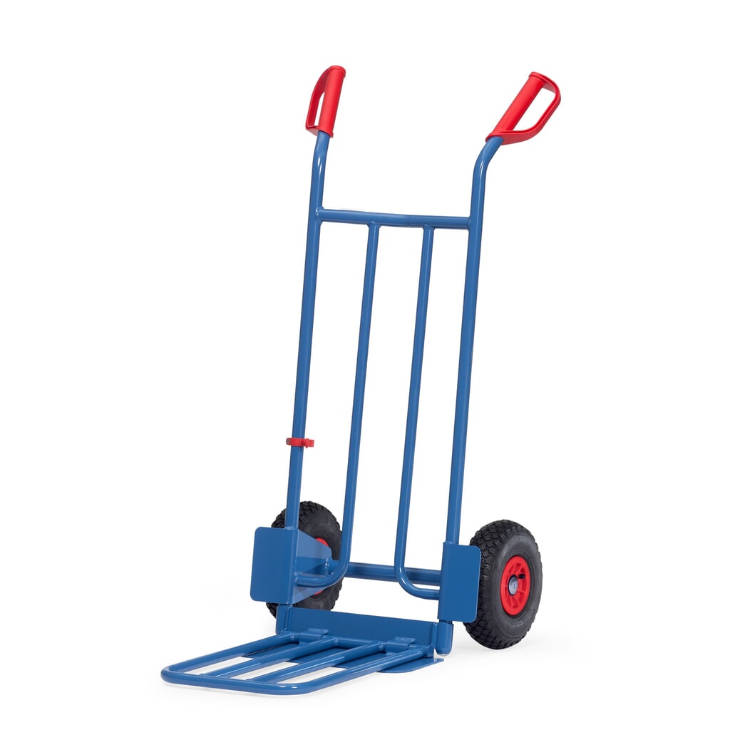Zdjęcie produktu: Wózek do paczek fetra®, z szuflą składaną, udźwig 250 kg, szufla szer. × gł. 400 × 150 mm, ogumienie pneumatyczne