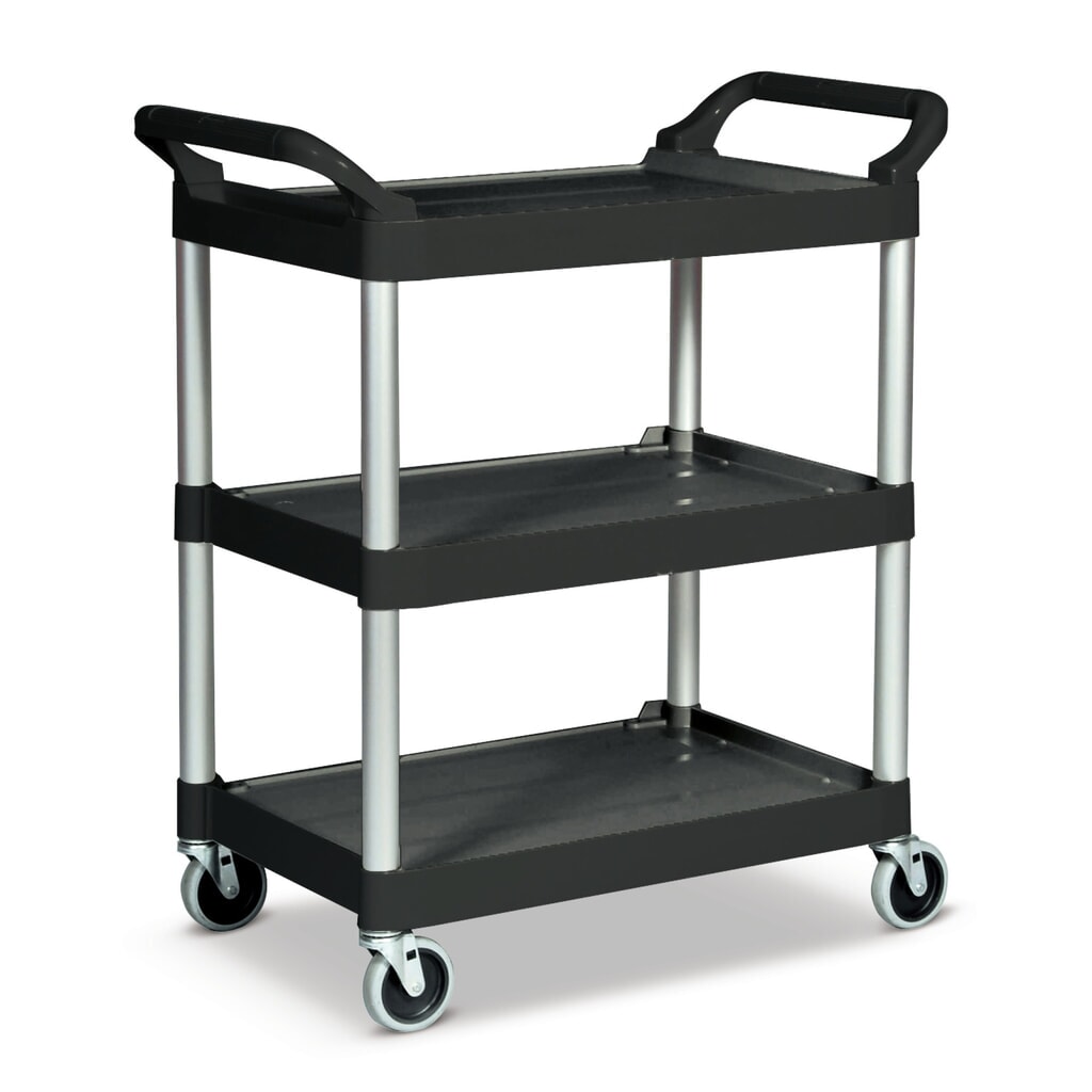 Wózek do serwowania Rubbermaid®, udźwig 90 kg, czarny Zdjęcie produktu: Wózek do serwowania Rubbermaid®, udźwig 90 kg, czarny