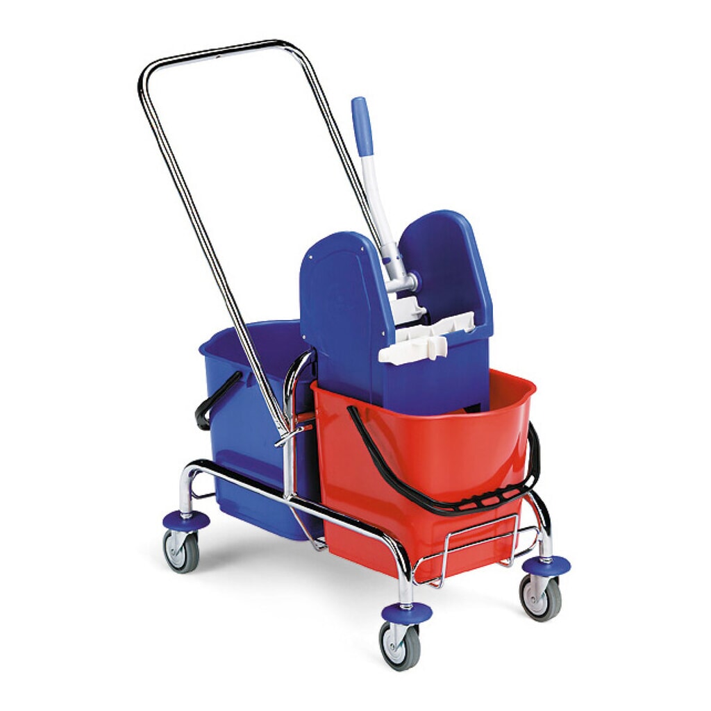Wózek do sprzątania Chrom II z prasą i 2 wiadrami, 2 x 25 l, uchwyt do pchania Zdjęcie produktu: Wózek do sprzątania Chrom II z prasą i 2 wiadrami, 2 x 25 l, uchwyt do pchania