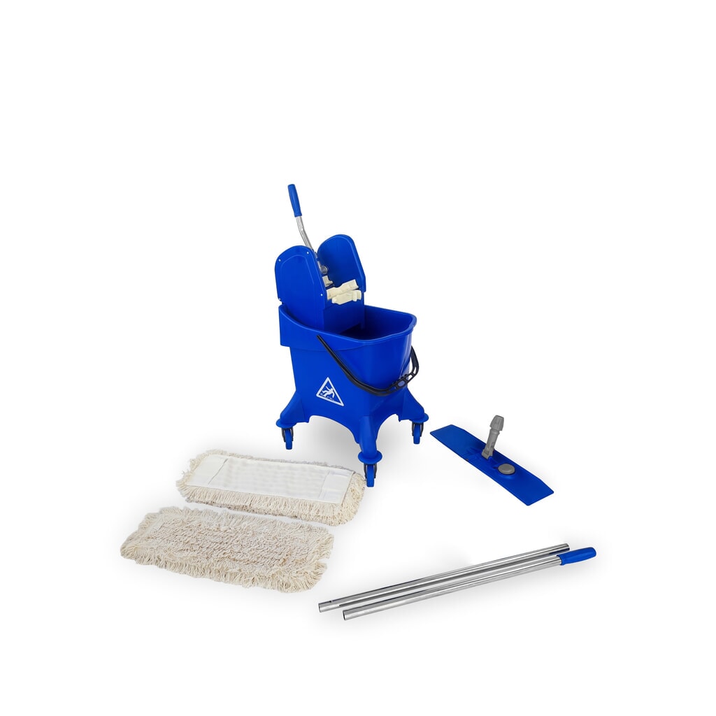 Zestaw startowy z wózkiem do czyszczenia Steinbock®, pojedyncze wiadro 30 l, 5 x bawełniany mop 400 mm, 2-częściowy chromowany drążek i składany uchwyt Zdjęcie produktu nr 2: Zestaw startowy z wózkiem do czyszczenia Steinbock®, pojedyncze wiadro 30 l, 5 x bawełniany mop 400 mm, 2-częściowy chromowany drążek i składany uchwyt