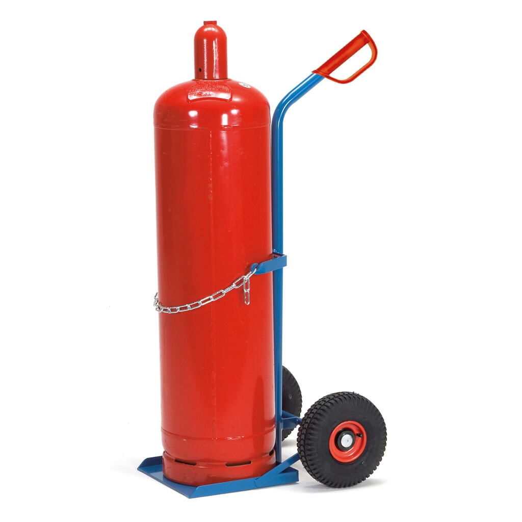 Wózek na butle stalowe, do fetra® 1 x butla stalowa po 33 litry, ogumienie pneumatyczne Zdjęcie produktu nr 2: Wózek na butle stalowe, do fetra® 1 x butla stalowa po 33 litry, ogumienie pneumatyczne
