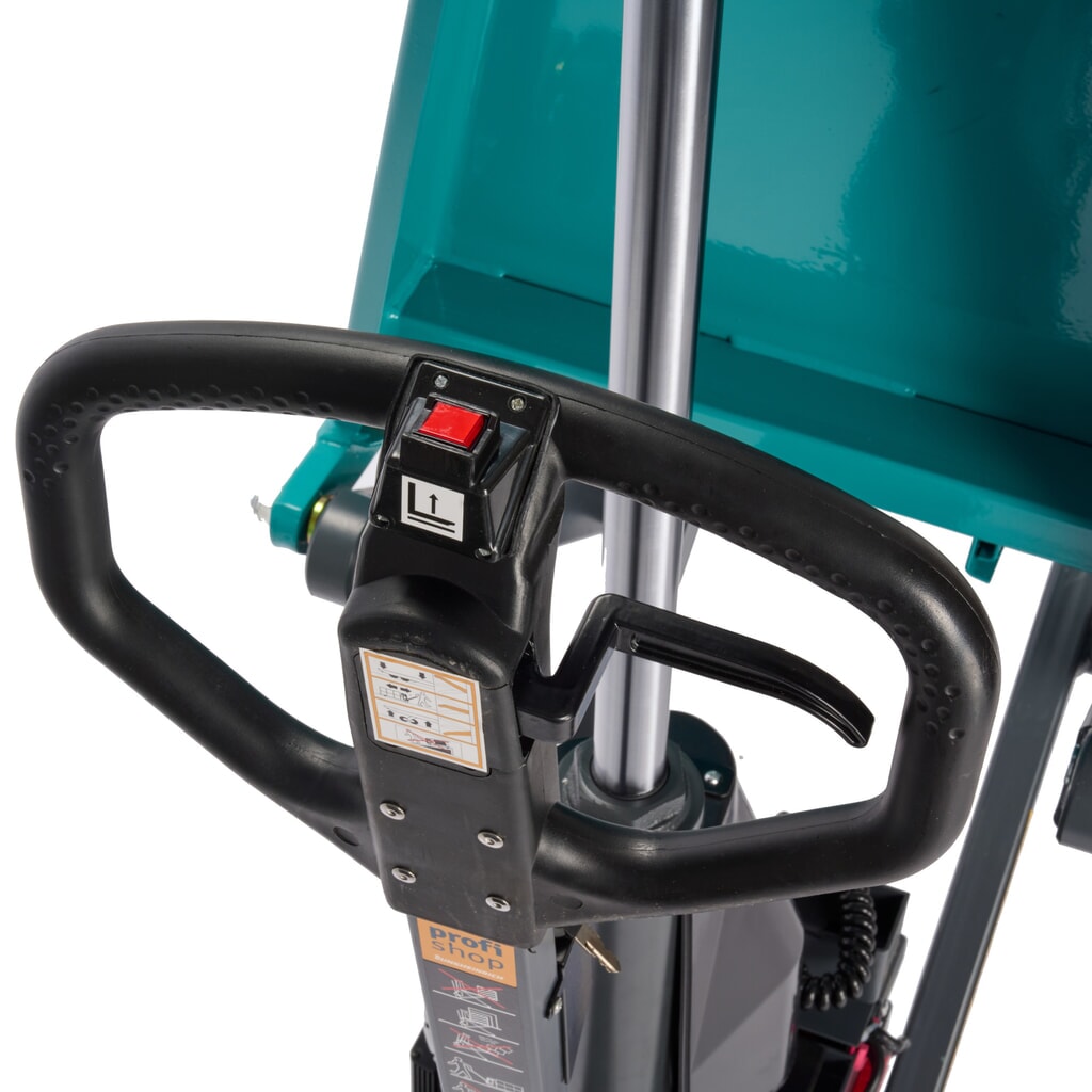 Zdjęcie produktu nr 10: Wózek paletowy z podnośnikiem nożycowym Ameise® PTM 1.0 elektrohydrauliczny, udźwig 1000 kg, długość wideł 1150 mm, poliuretan/nylon