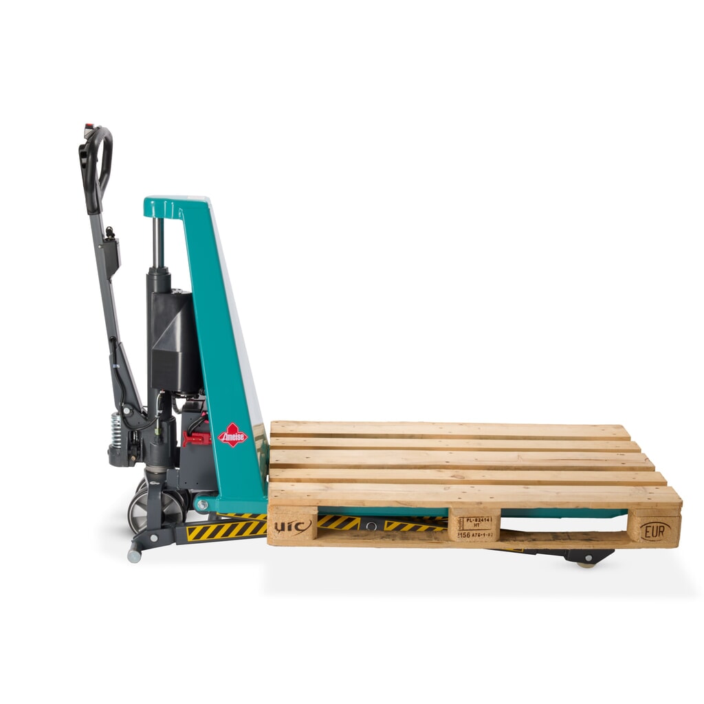 Wózek paletowy z podnośnikiem nożycowym Ameise® PTM 1.0 elektrohydrauliczny, udźwig 1000 kg, długość wideł 1150 mm, poliuretan/nylon Zdjęcie produktu nr 9: Wózek paletowy z podnośnikiem nożycowym Ameise® PTM 1.0 elektrohydrauliczny, udźwig 1000 kg, długość wideł 1150 mm, poliuretan/nylon