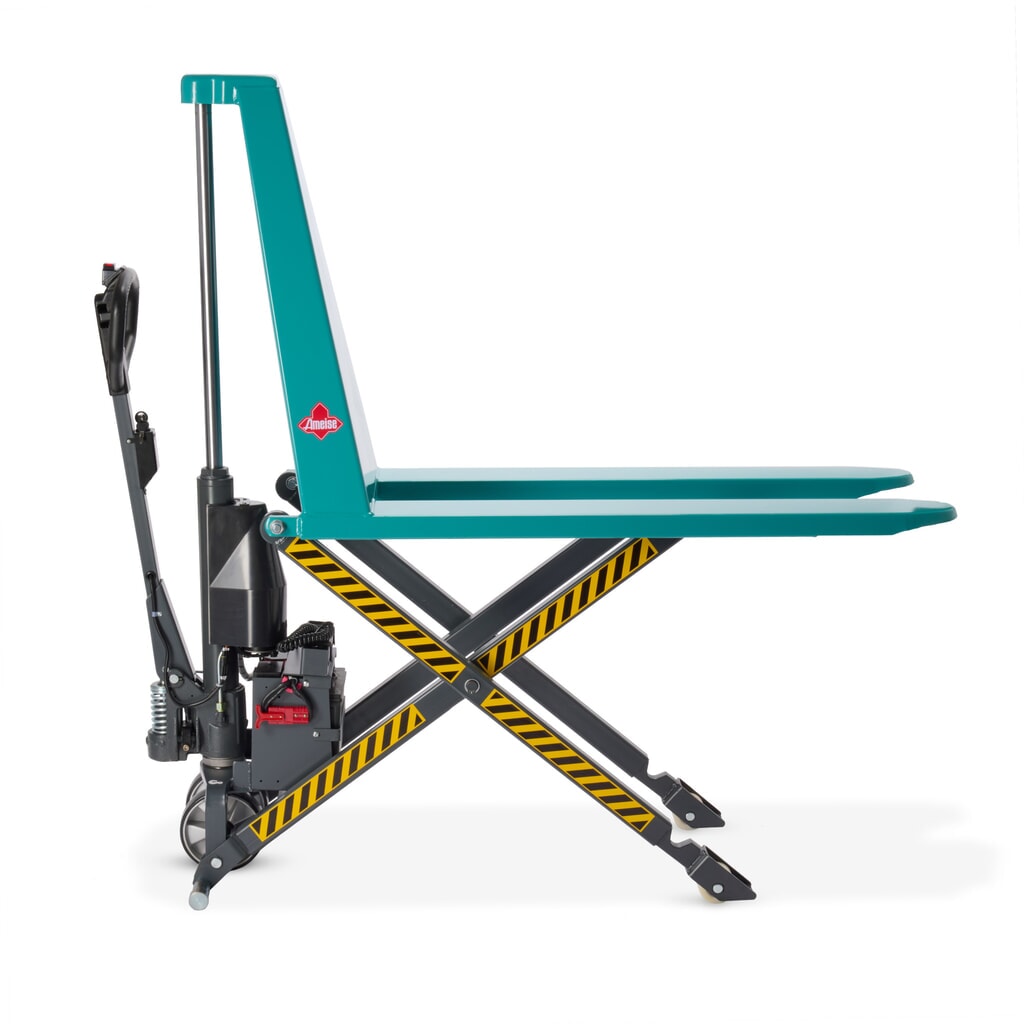Zdjęcie produktu nr 6: Wózek paletowy z podnośnikiem nożycowym Ameise® PTM 1.0 elektrohydrauliczny, udźwig 1000 kg, długość wideł 1150 mm, poliuretan/nylon