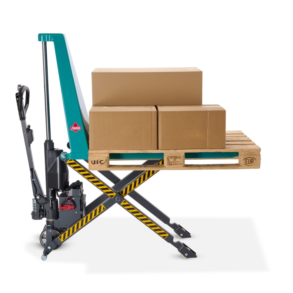 Zdjęcie produktu nr 5: Wózek paletowy z podnośnikiem nożycowym Ameise® PTM 1.0 elektrohydrauliczny, udźwig 1000 kg, długość wideł 1150 mm, poliuretan/nylon