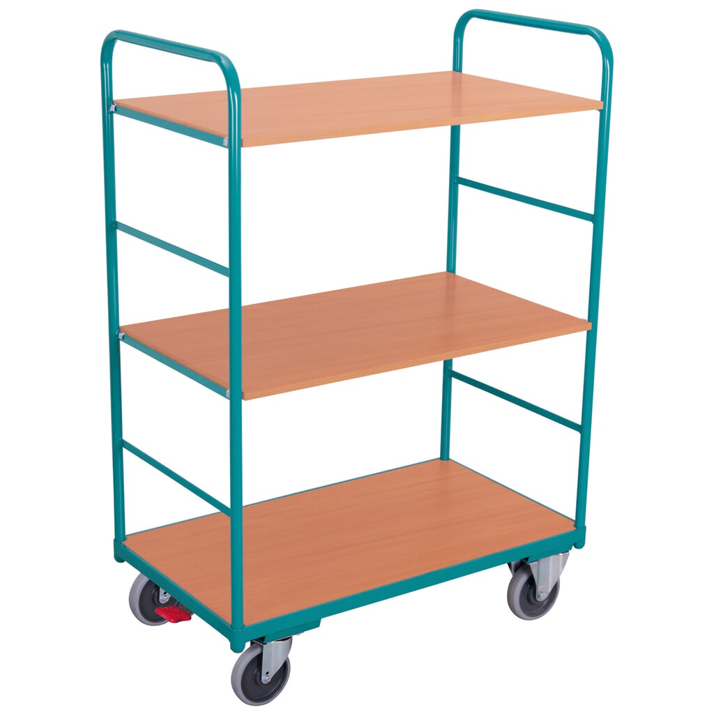 Zdjęcie produktu nr 1: Wózek piętrowy Ameise®, udźwig 250 kg, otwarty z każdej strony, 3 piętra o wymiarach 1000 × 600 mm