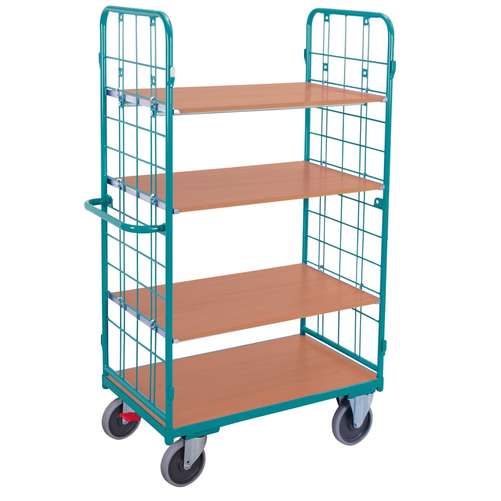Zdjęcie produktu: Wózek piętrowy Ameise®, z kratą drucianą, bez ściany tylnej, 4 piętra à 1000 x 600 mm