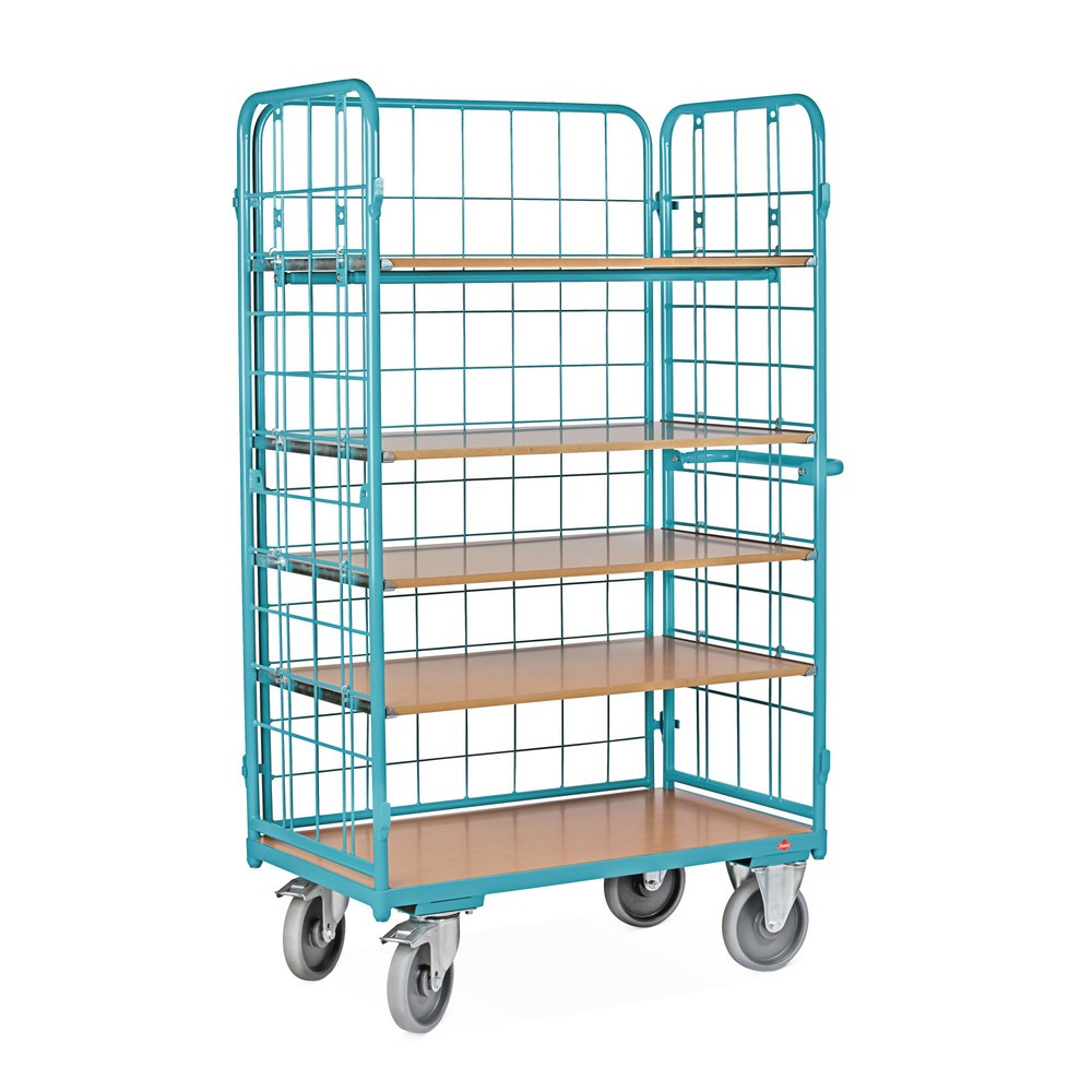 Zdjęcie produktu nr 3: Wózek piętrowy Ameise®, z kratą drucianą, otwarty z 3 stron, 5 pięter o wymiarach 1000 × 700 mm