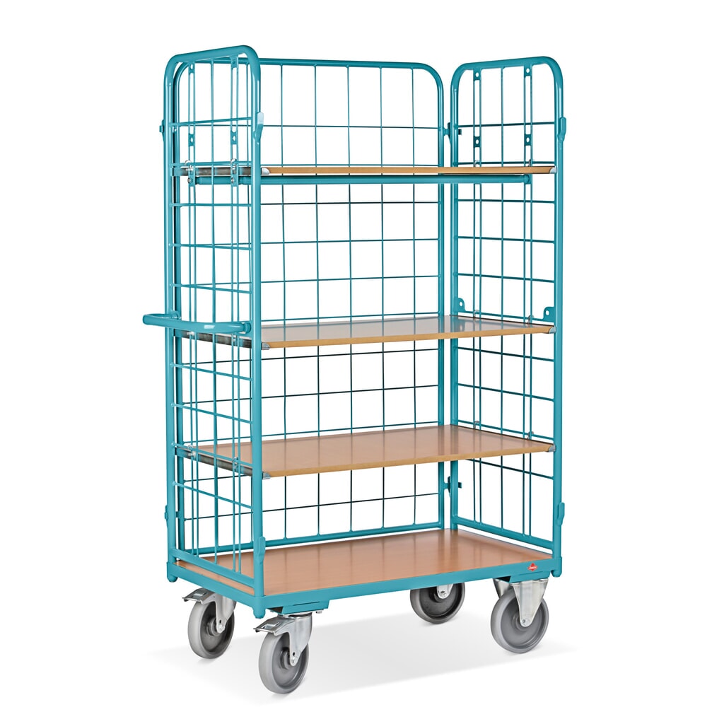 Wózek piętrowy Ameise®, z kratą drucianą, otwarty z 3 stron, 4 piętra o wymiarach 1200 × 800 mm Zdjęcie produktu nr 4: Wózek piętrowy Ameise®, z kratą drucianą, otwarty z 3 stron, 4 piętra o wymiarach 1200 × 800 mm