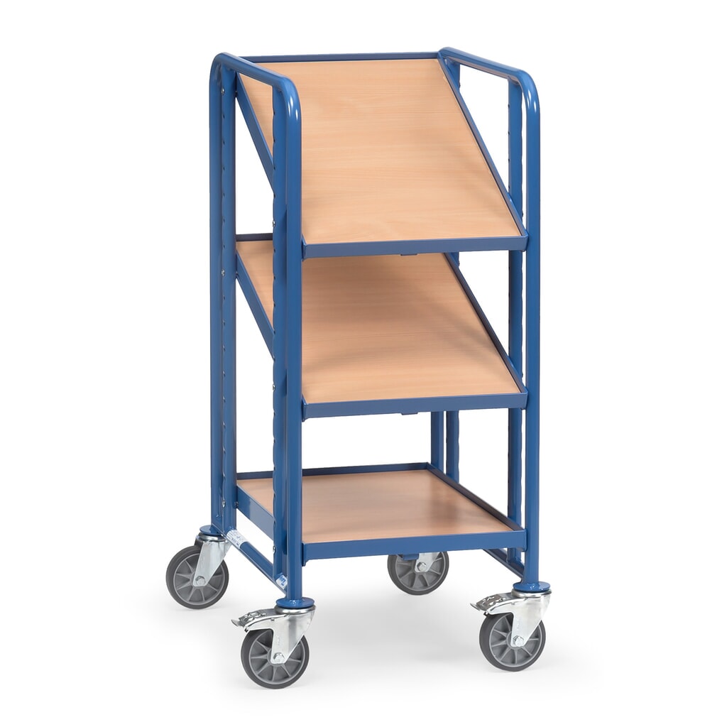 Zdjęcie produktu: Wózek piętrowy na pojemniki euro fetra®, z poziomami, udźwig 250 kg, 3 x piętro o wymiarach 410 × 610 mm