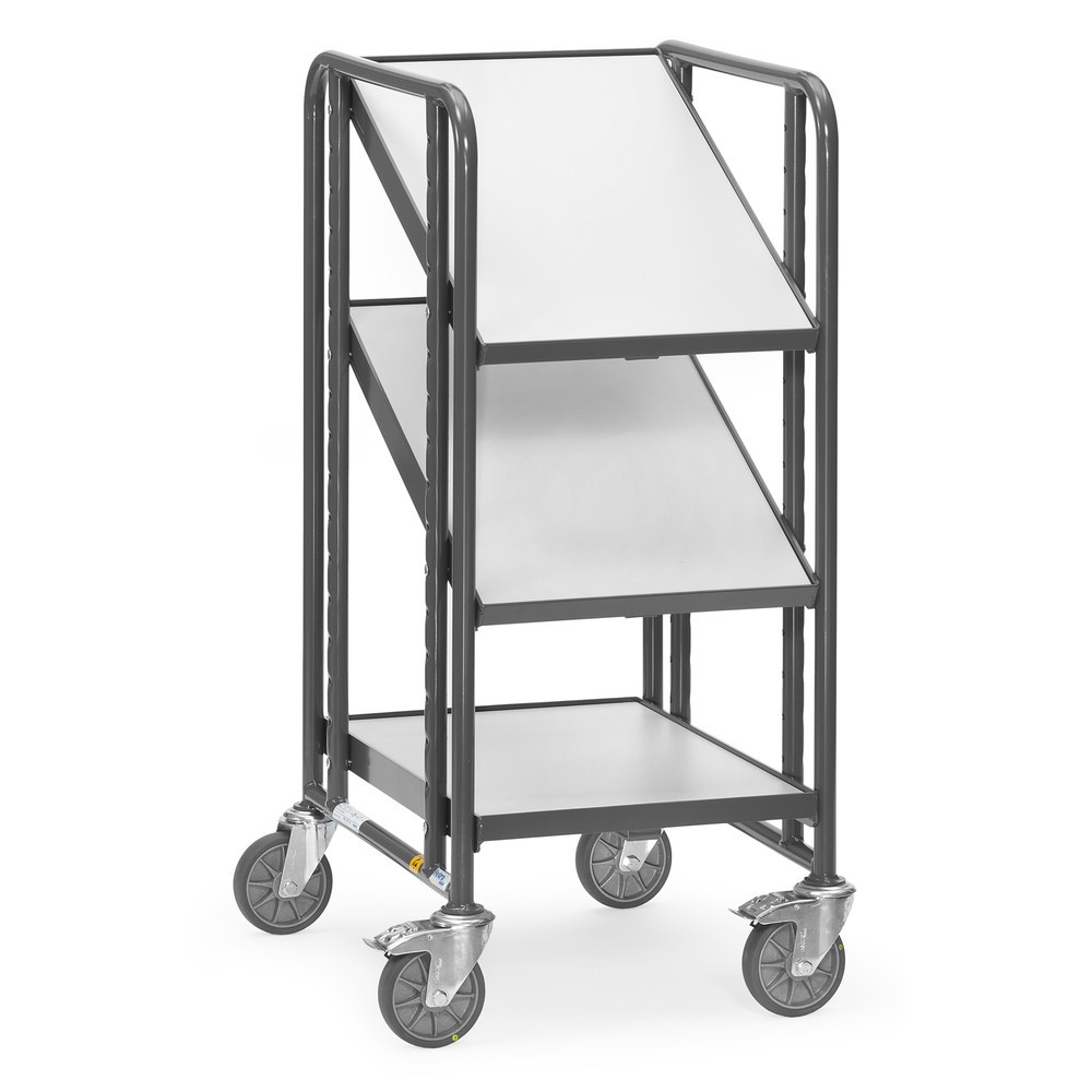 Zdjęcie produktu nr 1: Wózek piętrowy do pojemników Euro ESD fetra®, udźwig 250 kg, 3 powierzchnie ładunkowe o wymiarach 410 x 610 mm, z półkami