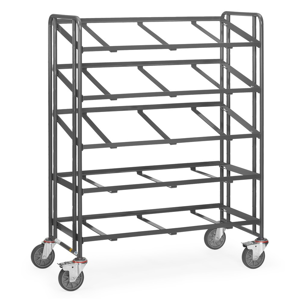 Zdjęcie produktu nr 1: Wózek piętrowy do pojemników Euro ESD fetra®, udźwig 250 kg, 3 powierzchnie ładunkowe o wymiarach 610 x 1240 mm, bez półek