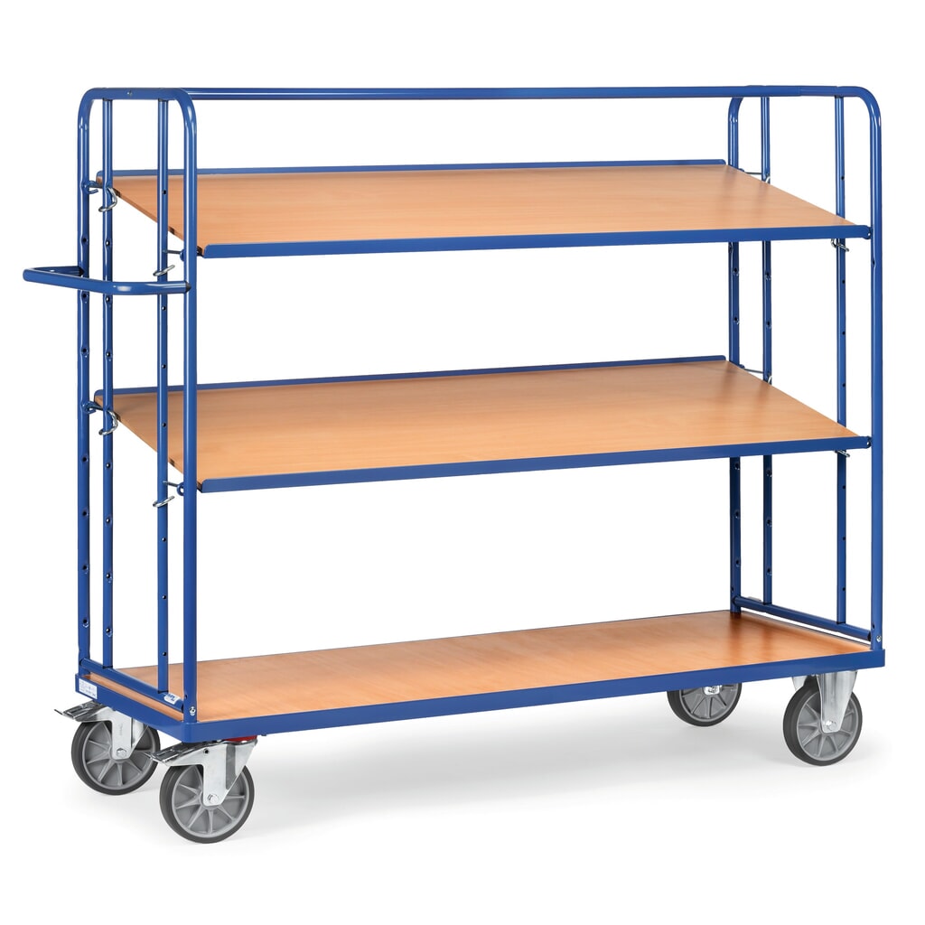Wózek piętrowy na pojemniki euro fetra®, udźwig 500 kg, 3 poz. po 1650 × 610 mm Zdjęcie produktu nr 1: Wózek piętrowy na pojemniki euro fetra®, udźwig 500 kg, 3 poz. po 1650 × 610 mm