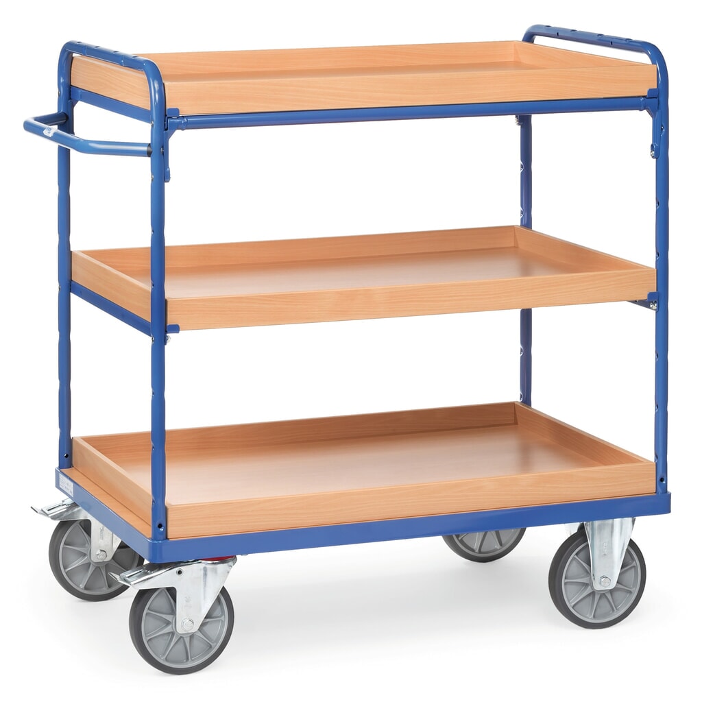 Wózek piętrowy fetra® z półkami wkładanymi, 3 poz. po 1000 x 600 mm, wysokość 1152 mm Zdjęcie produktu: Wózek piętrowy fetra® z półkami wkładanymi, 3 poz. po 1000 x 600 mm, wysokość 1152 mm