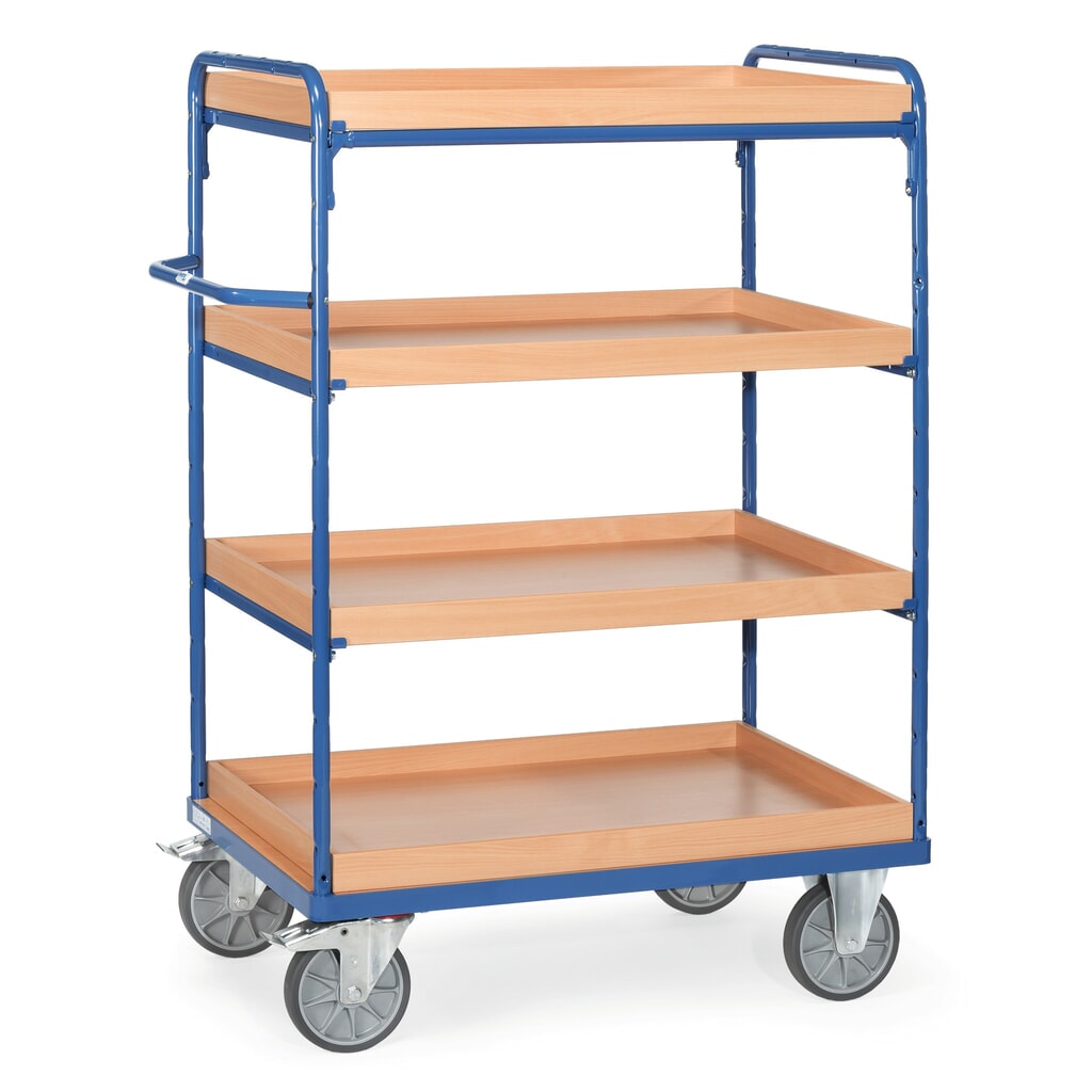 Zdjęcie produktu: Wózek piętrowy fetra® z półkami wkładanymi, 4 poz. po 1000 x 600 mm, wysokość 1552 mm