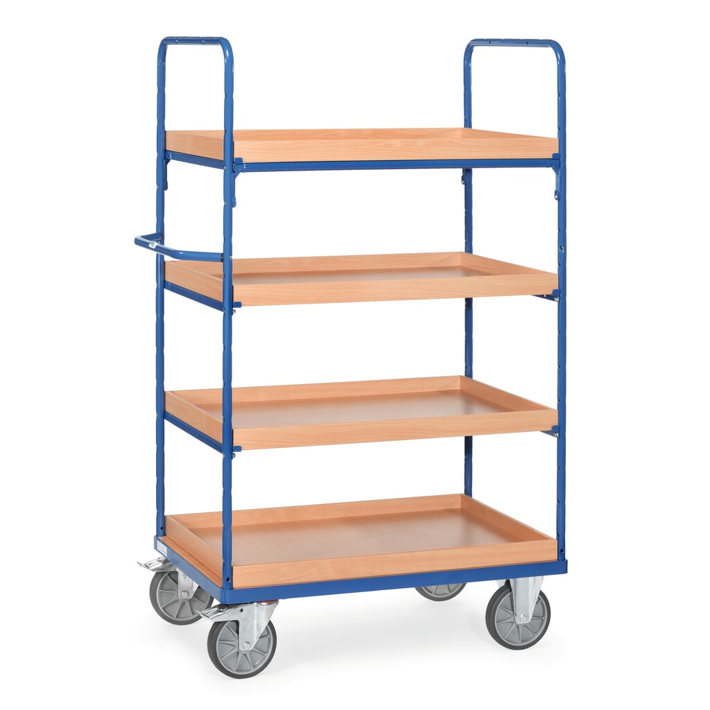 Wózek piętrowy fetra® z półkami wkładanymi, 4 poz. po 1200 x 800 mm, wysokość 1800 mm Zdjęcie produktu nr 1: Wózek piętrowy fetra® z półkami wkładanymi, 4 poz. po 1200 x 800 mm, wysokość 1800 mm