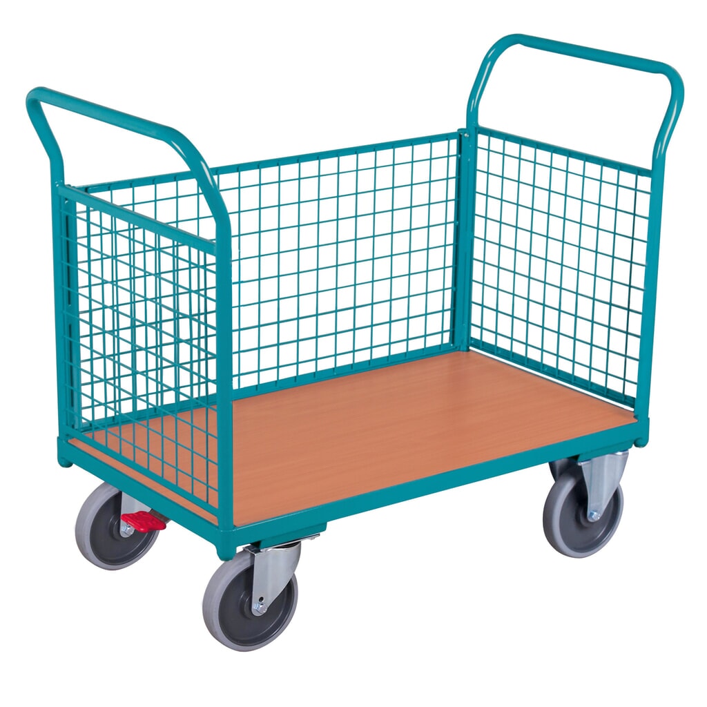 Zdjęcie produktu nr 1: Wózek platformowy Ameise®, ze ścianami kratowymi z 3 stron, powierzchnia ładunkowa szer. × gł. 676 × 1000 mm