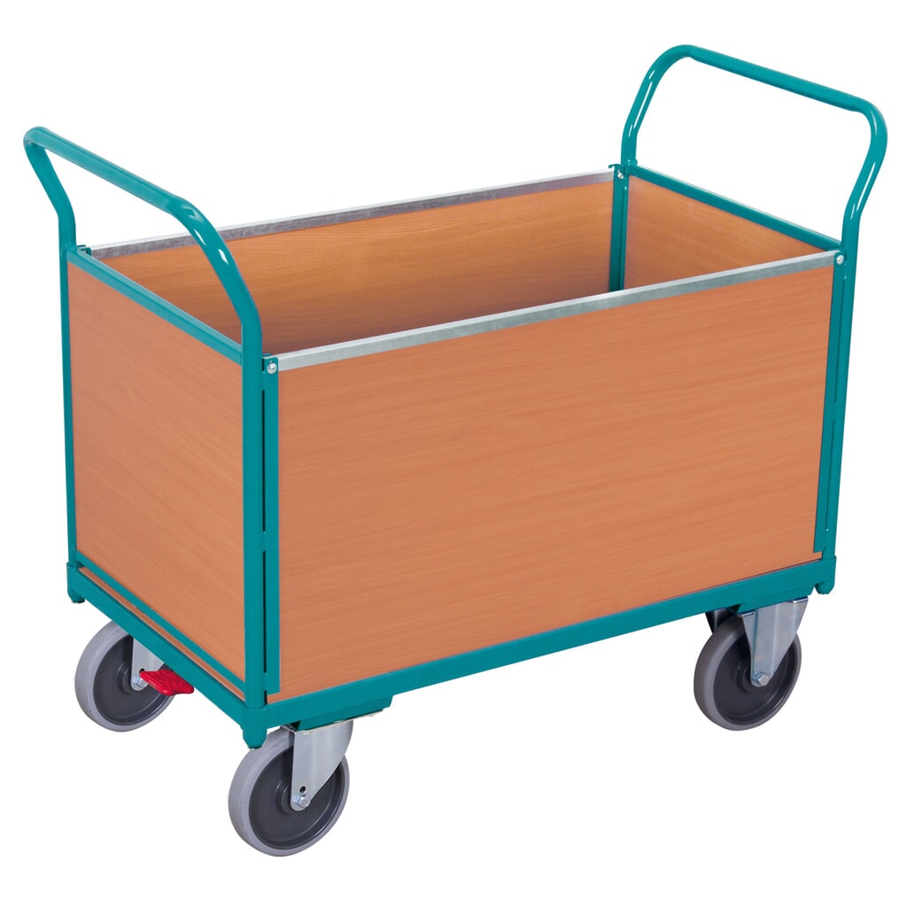 Zdjęcie produktu: Wózek platformowy Ameise®, z drewnianymi ścianami z 4 stron, powierzchnia ładunkowa szer. × gł. 652 × 1000 mm