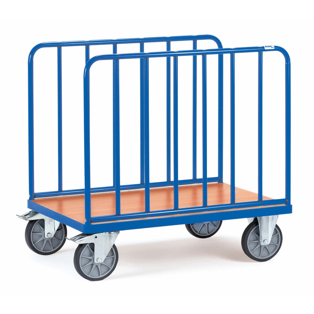 Zdjęcie produktu: Wózek platformowy fetra®, z pionowymi podporami rurowymi z 2 stron, powierzchnia ładunkowa szer. × gł. 600 × 1000 mm