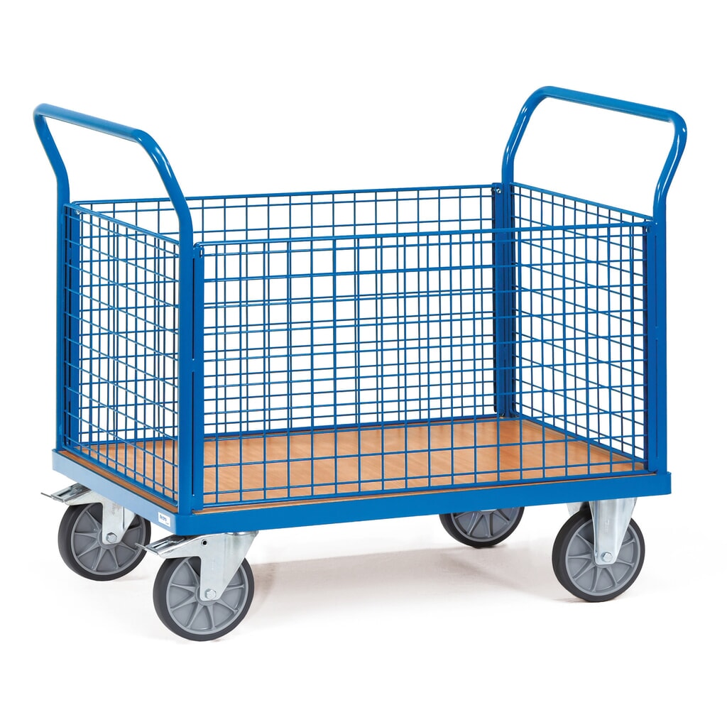 Wózek platformowy fetra®, ze ścianami kratowymi z 4 stron, powierzchnia ładunkowa szer. × gł. 700 × 1000 mm Zdjęcie produktu nr 1: Wózek platformowy fetra®, ze ścianami kratowymi z 4 stron, powierzchnia ładunkowa szer. × gł. 700 × 1000 mm