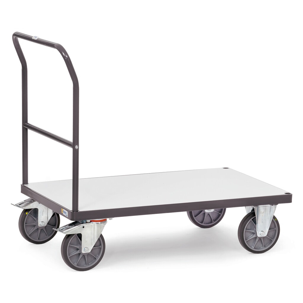 Zdjęcie produktu nr 1: Wózek platformowy ESD fetra® z drewnianą powierzchnią ładunkową szer. x gł. 700 x 1000 mm, udźwig 600 kg
