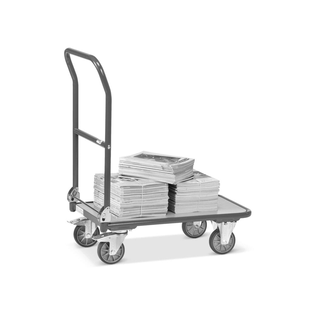 Zdjęcie produktu nr 6: Wózek platformowy fetra® z drewnianą powierzchnią ładunkową, kabłąk składany, szer. x gł. 600 x 900 mm, udźwig 250 kg