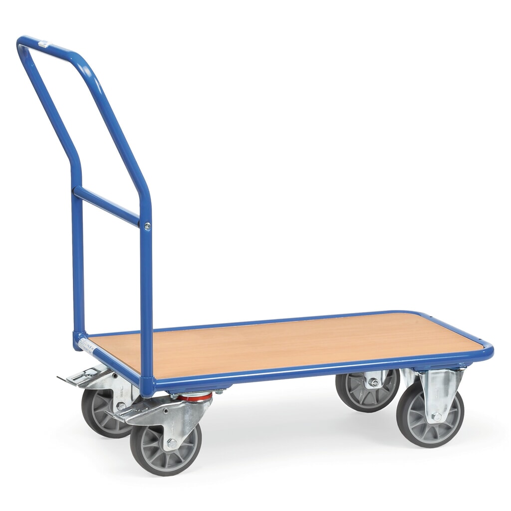 Zdjęcie produktu: Wózek platformowy fetra® z drewnianą powierzchnią ładunkową szer. x gł. 700 x 1000 mm, udźwig 400 kg