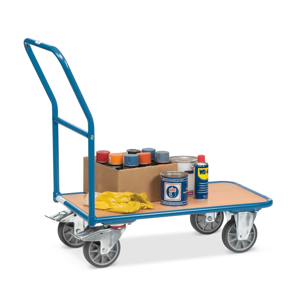 Zdjęcie produktu nr 2: Wózek platformowy fetra® z drewnianą powierzchnią ładunkową szer. x gł. 450 x 850 mm, udźwig 250 kg