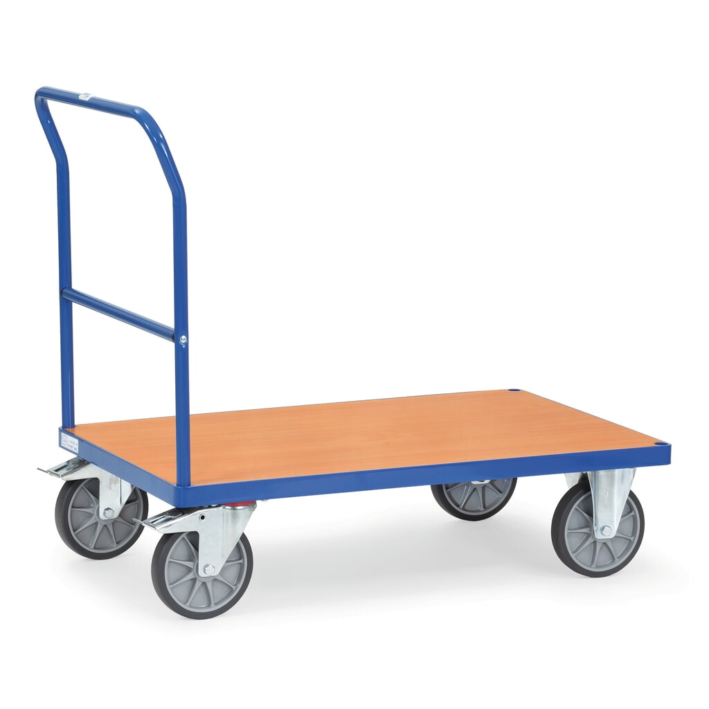 Zdjęcie produktu: Wózek platformowy fetra®, z pałąkiem do pchania, powierzchnia ładunkowa szer. x gł. 600 x 1000 mm, niebieski brylantowy