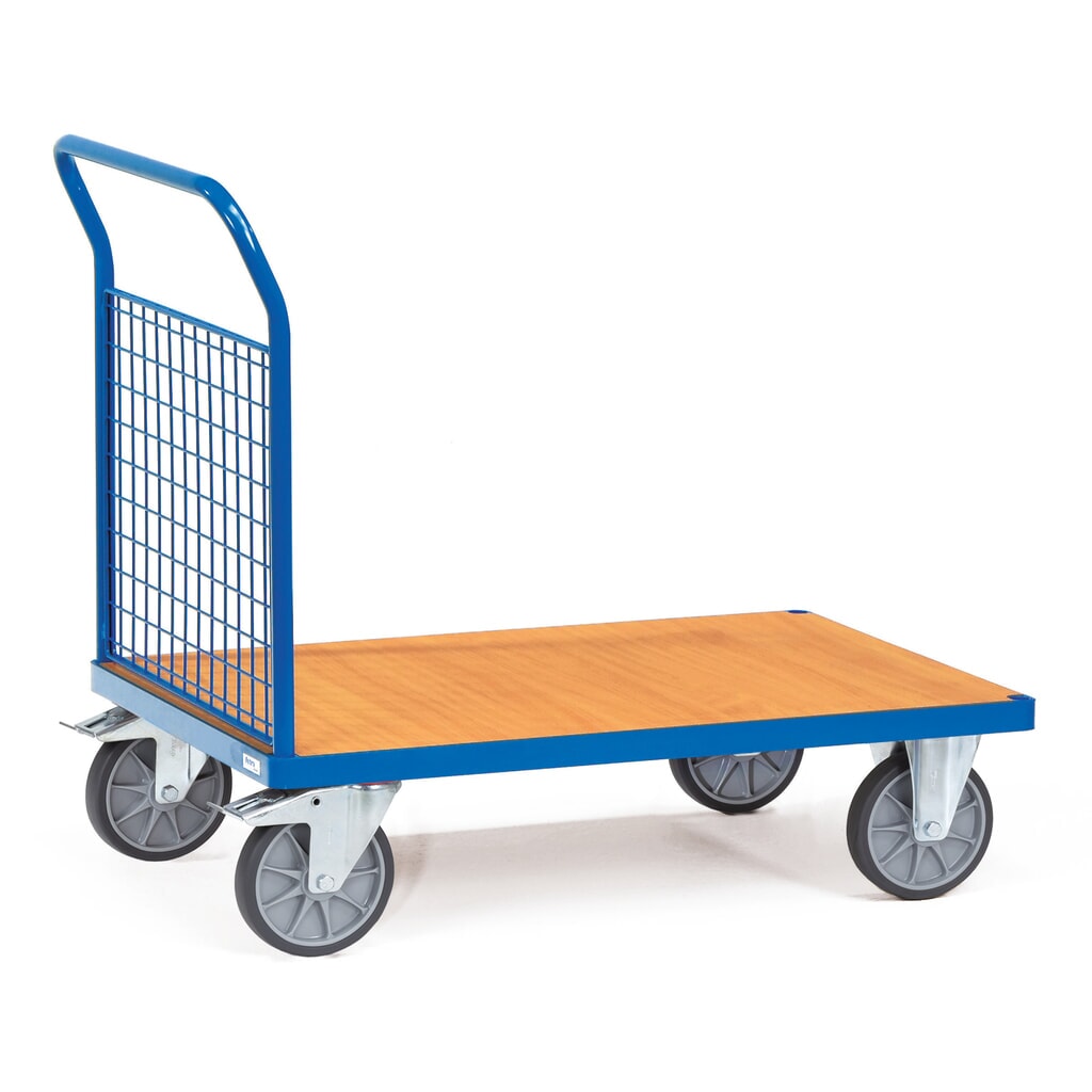 Wózek platformowy fetra®, ze ścianą czołową z kratki, powierzchnia ładunkowa szer. x gł. 500 x 850 mm Zdjęcie produktu: Wózek platformowy fetra®, ze ścianą czołową z kratki, powierzchnia ładunkowa szer. x gł. 500 x 850 mm