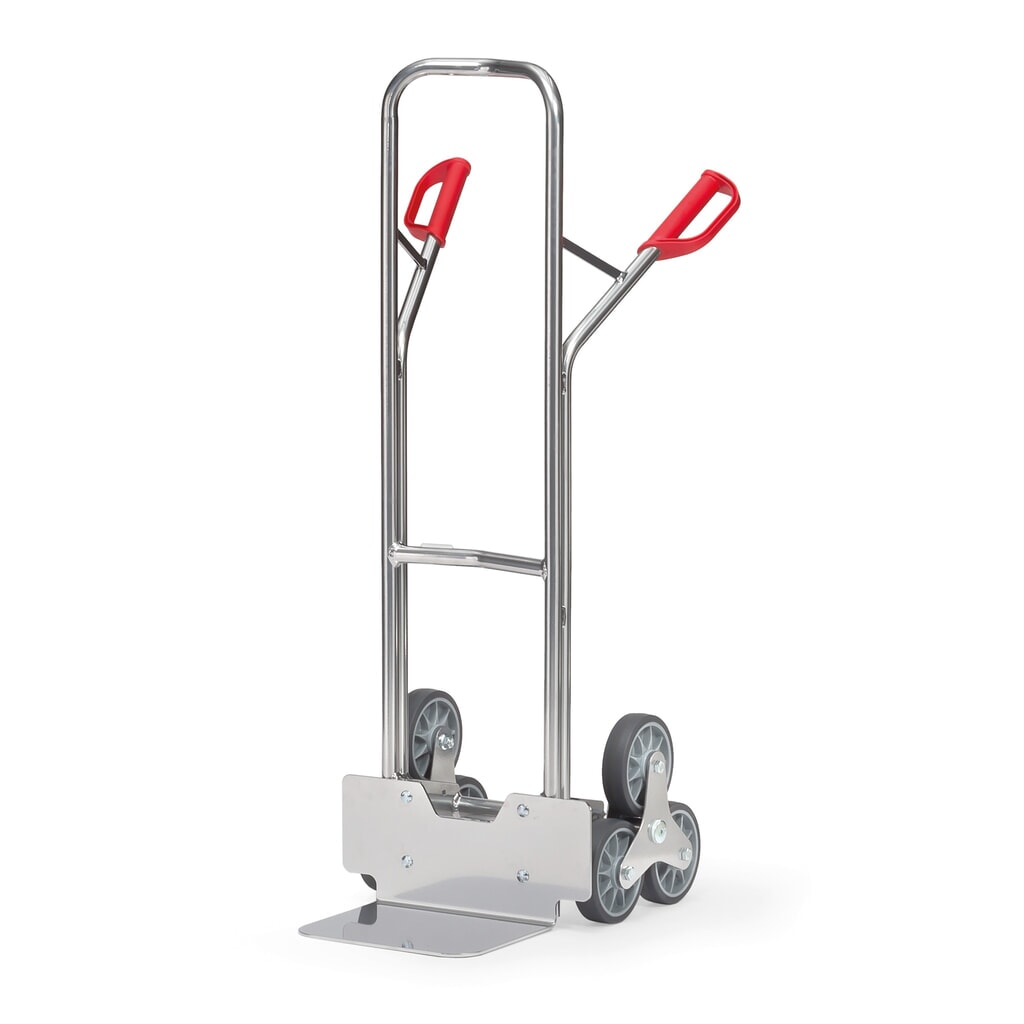 Wózek schodowy fetra®, 3-ramienna gwiazda kół, udźwig 200 kg, szufla szer. × gł. 320 × 250 mm, aluminium Zdjęcie produktu: Wózek schodowy fetra®, 3-ramienna gwiazda kół, udźwig 200 kg, szufla szer. × gł. 320 × 250 mm, aluminium